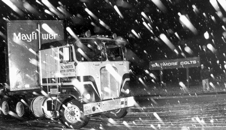 Mayflower trucks moving the Baltimore Colts