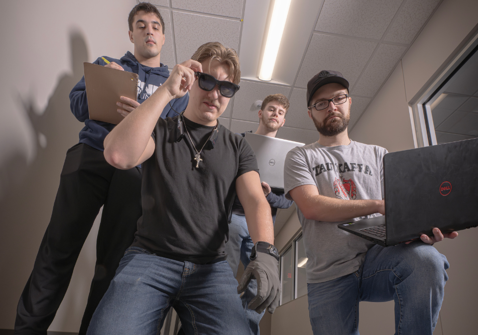 four students test ar glasses