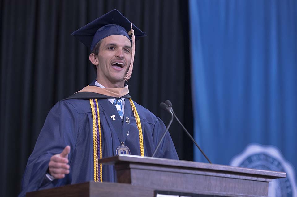 Shake hands, breathe deep, smile Trine’s largest graduating class gets