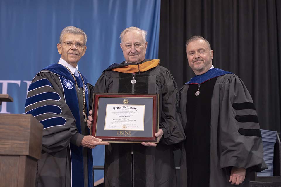 Shake hands, breathe deep, smile Trine’s largest graduating class gets