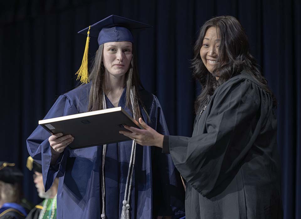 Student receiving degree