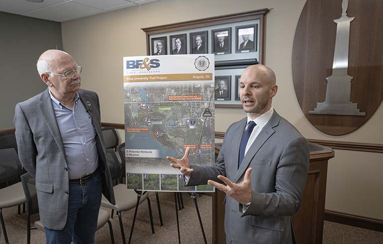 Angola Mayor Dave Martin and Dr. Tony Kline, executive vice president