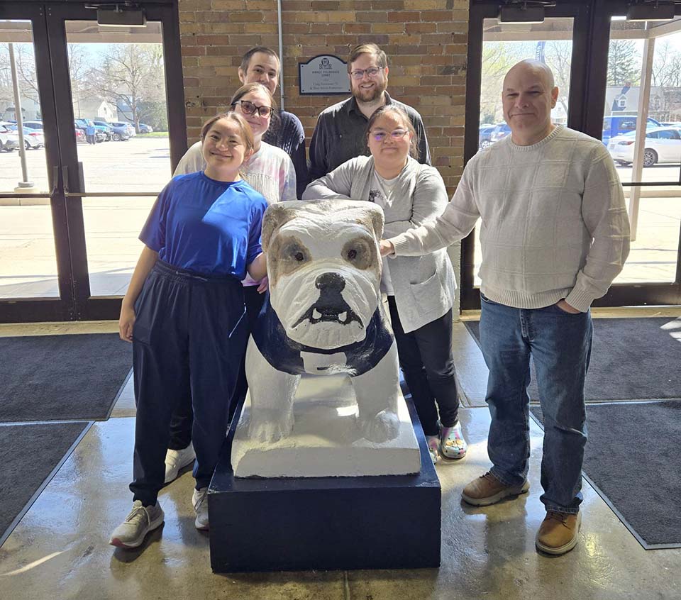 Trine University students and faculty on Butler campus