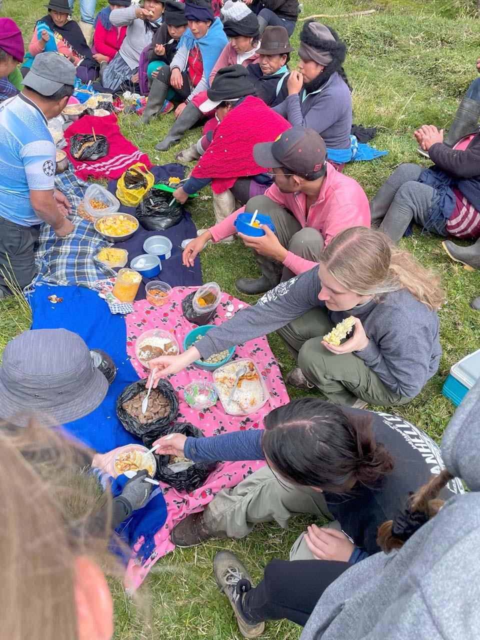 Meal with EWB team and villagers from Ecuador