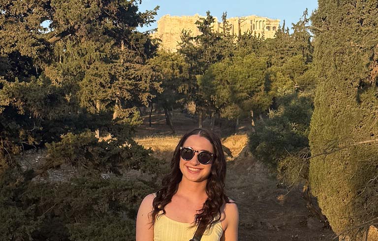 Madison Hagaman at the Acropolis in Athens during her study abroad