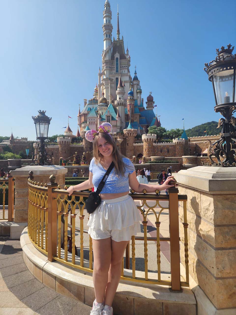 Mackenzie Rosenau at Disneyland in Hong Kong.