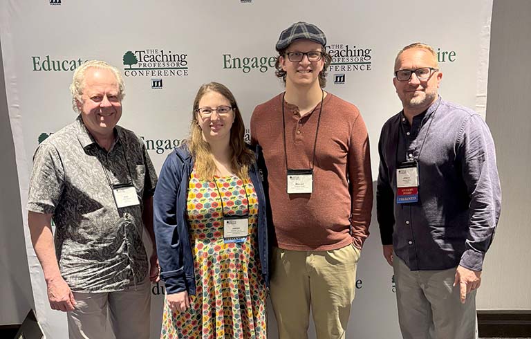 Four Trine University faculty at Teaching Professor Conference