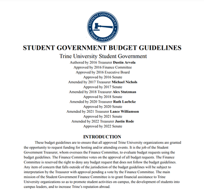 budget guidelines